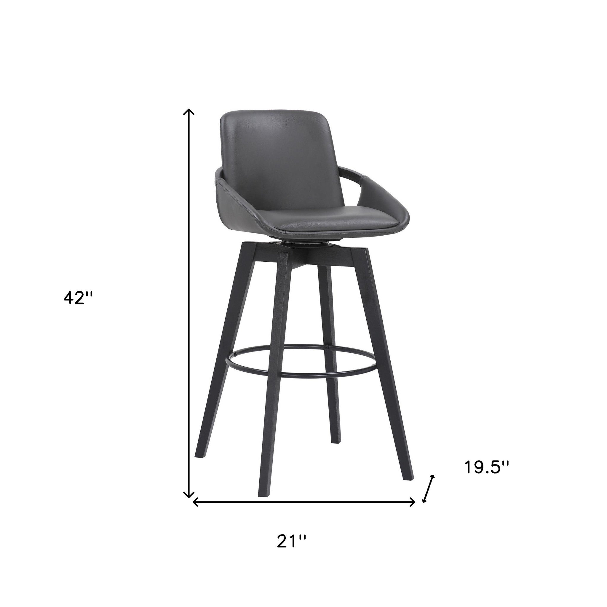 31" Gray And Black Iron Swivel Bar Height Bar Chair