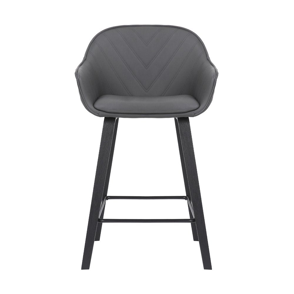 26" Gray And Black Iron Counter Height Bar Chair