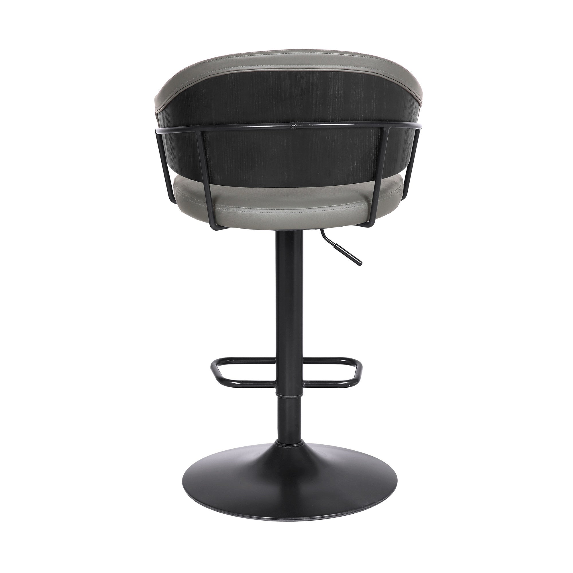 Gray And Black Fabric And Iron Adjustable Height Swivel Bar Chair
