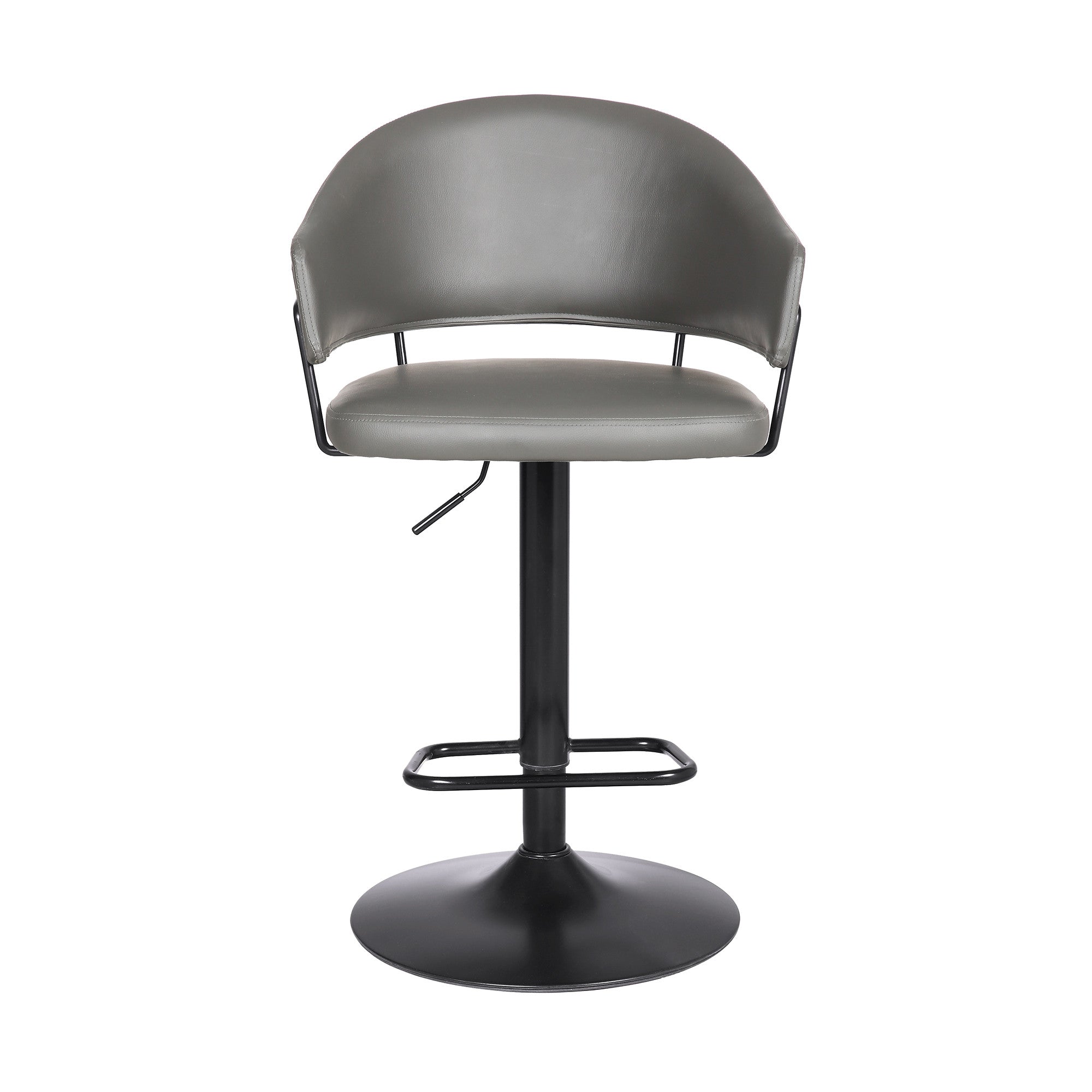 Gray And Black Fabric And Iron Adjustable Height Swivel Bar Chair