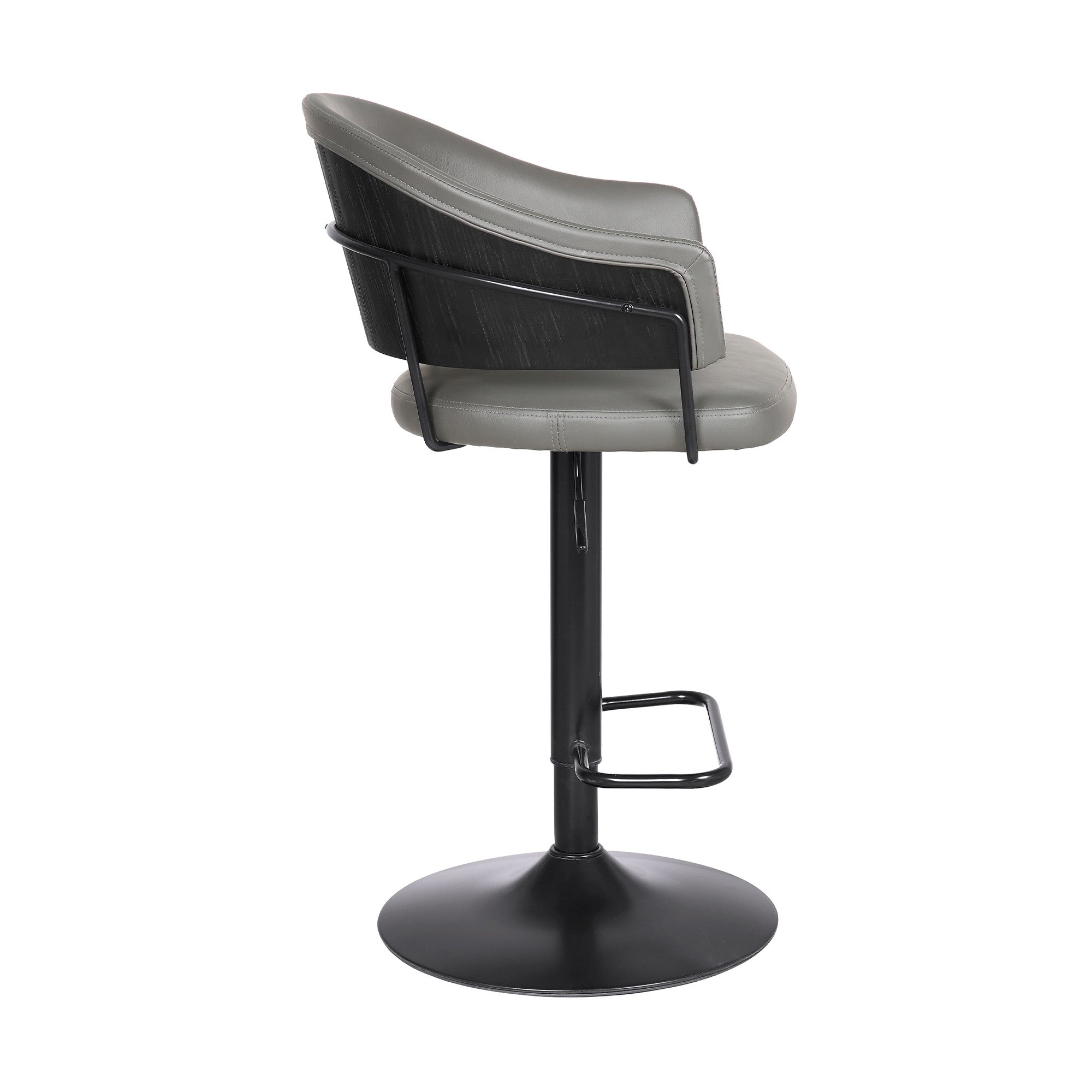 Gray And Black Fabric And Iron Adjustable Height Swivel Bar Chair