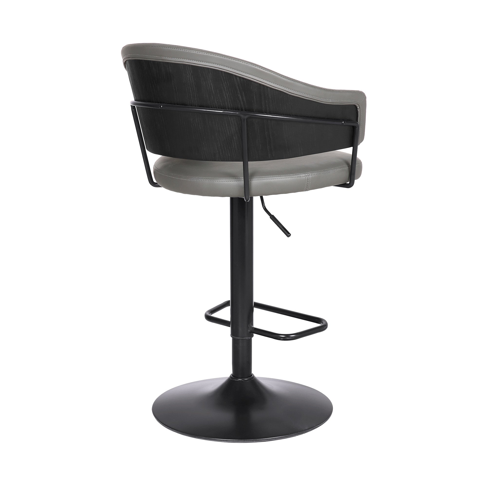 Gray And Black Fabric And Iron Adjustable Height Swivel Bar Chair