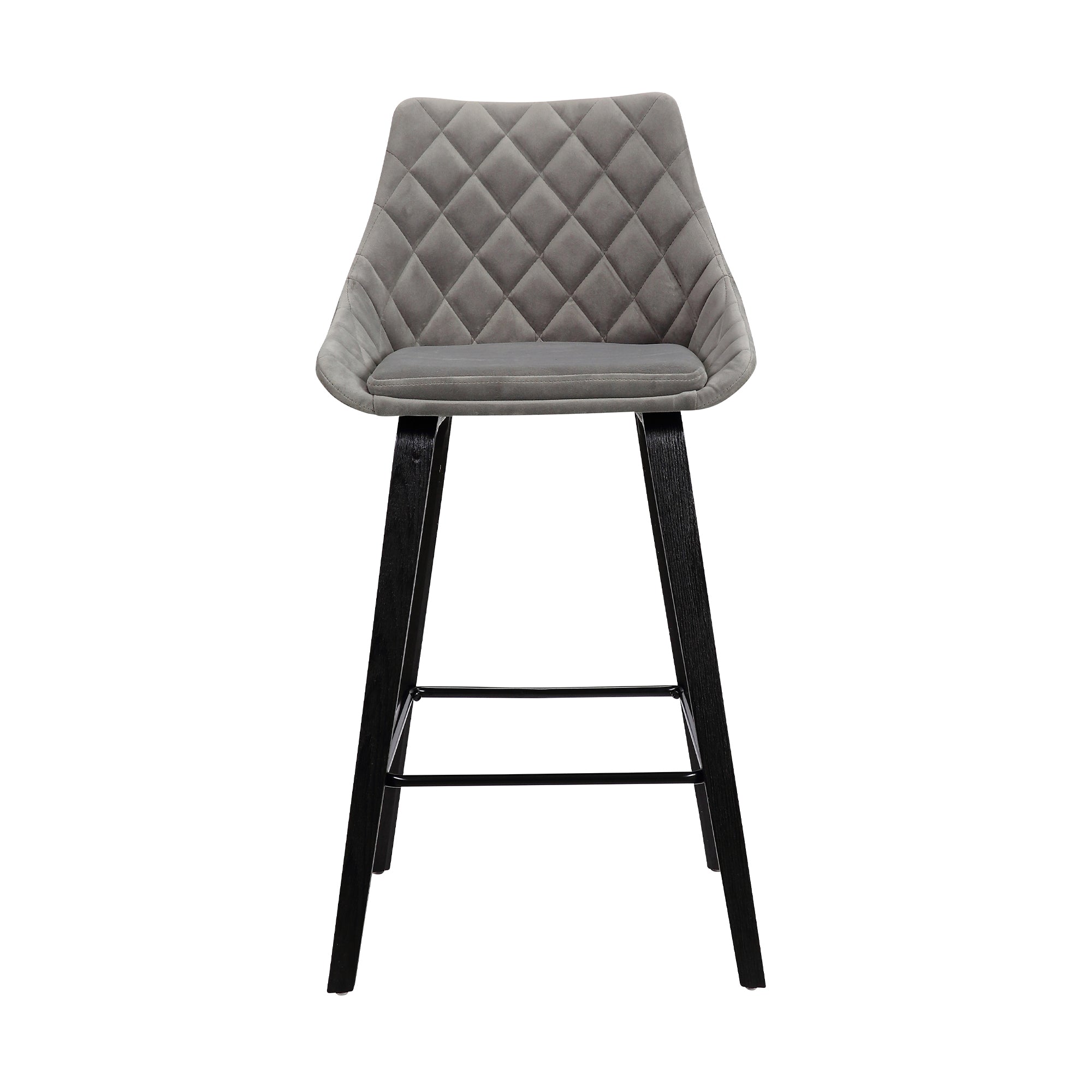 26" Gray And Black Fabric And Iron Counter Height Bar Chair