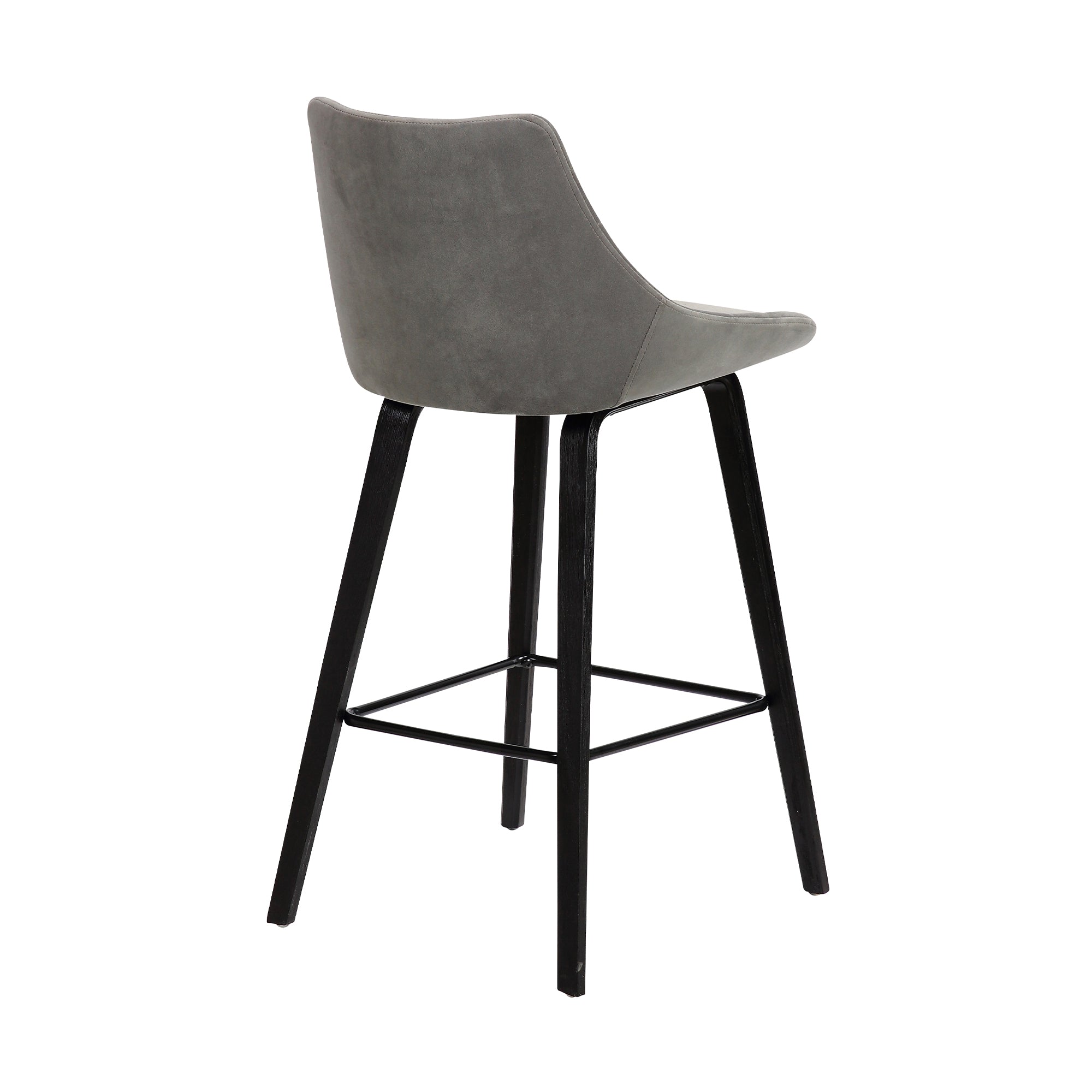 26" Gray And Black Fabric And Iron Counter Height Bar Chair