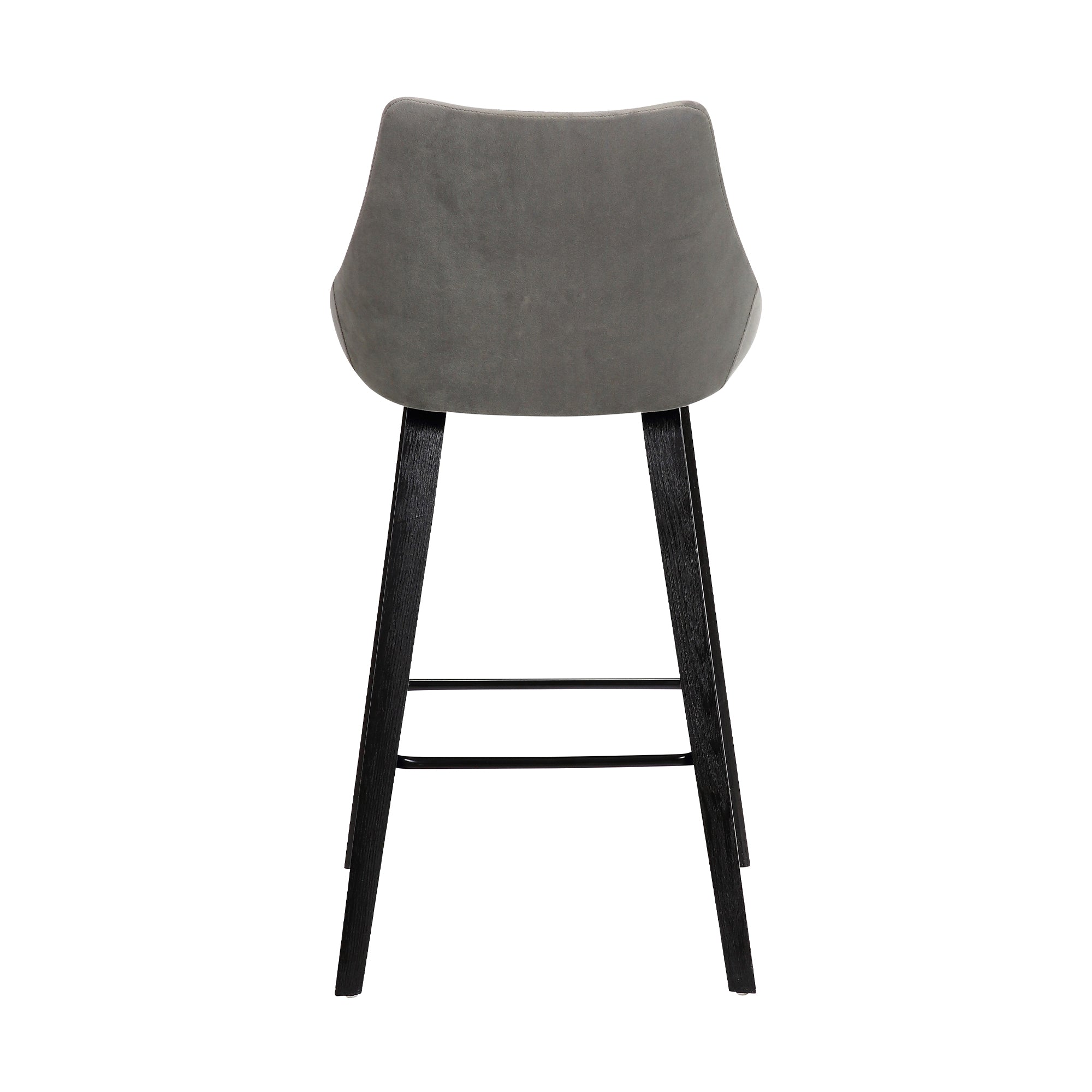 26" Gray And Black Fabric And Iron Counter Height Bar Chair
