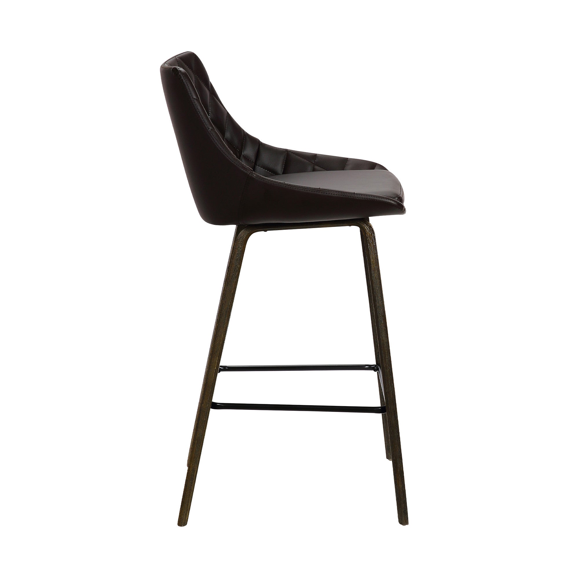 26" Brown Fabric And Iron Counter Height Bar Chair