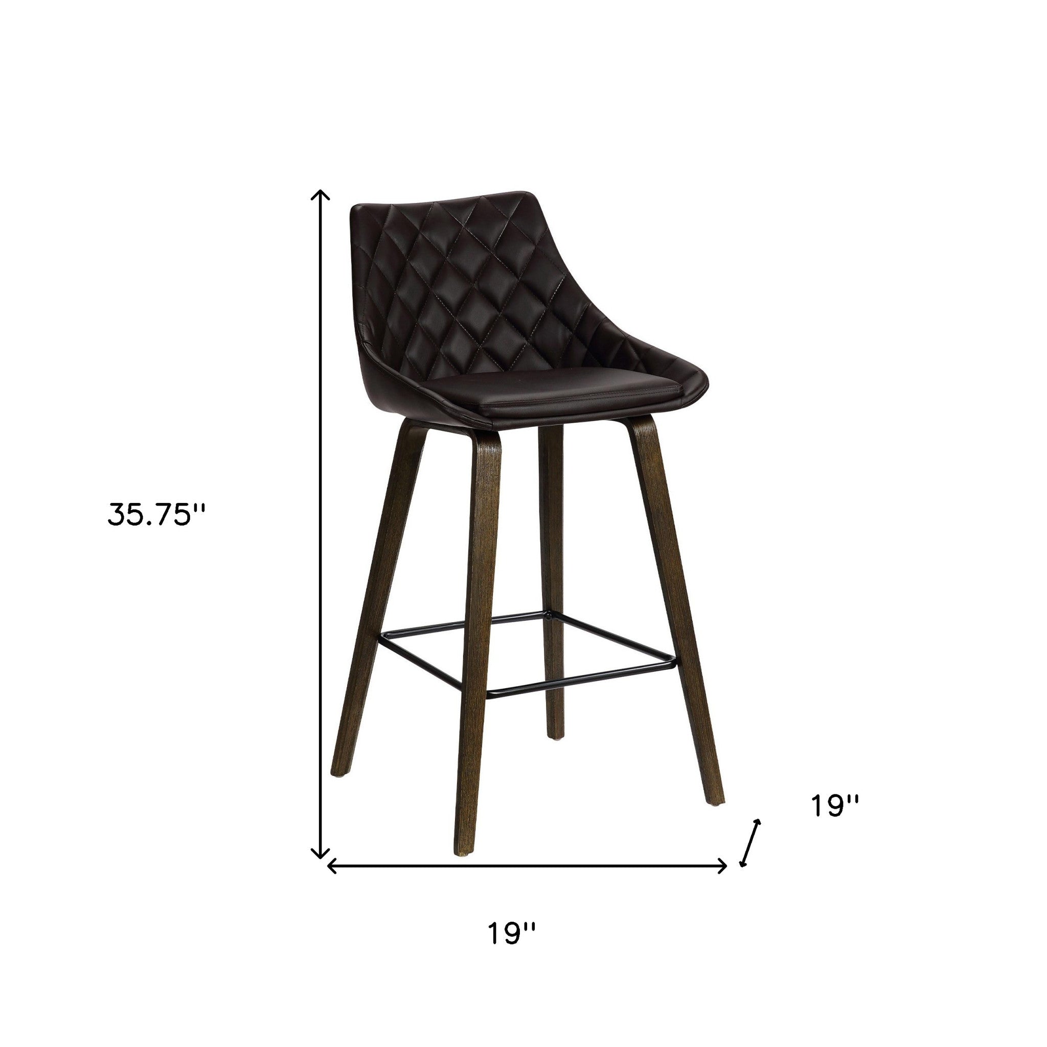 26" Brown Fabric And Iron Counter Height Bar Chair