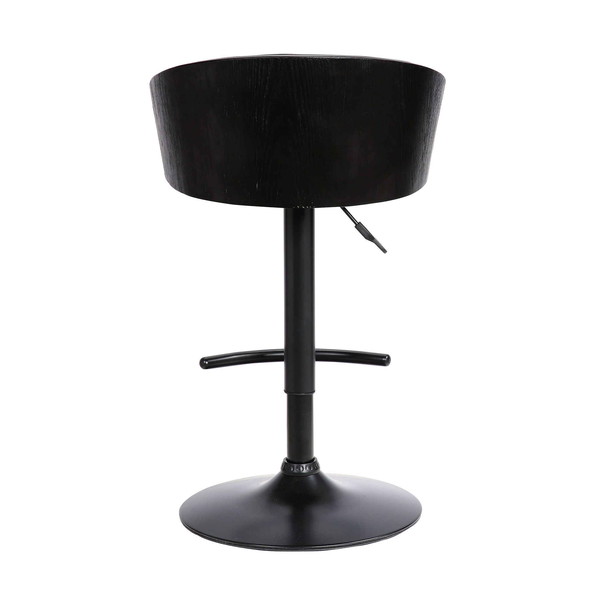 Black Faux Leather And Fabric And Iron Low Back Adjustable Height Swivel Bar Chair