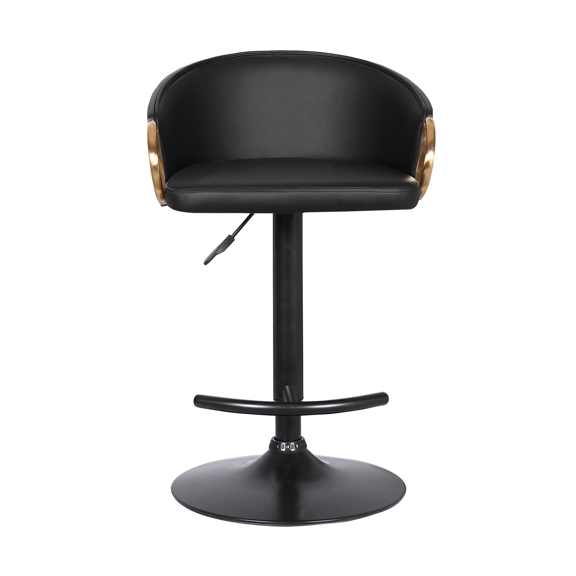 Black Fabric And Iron Low Back Adjustable Height Swivel Bar Chair