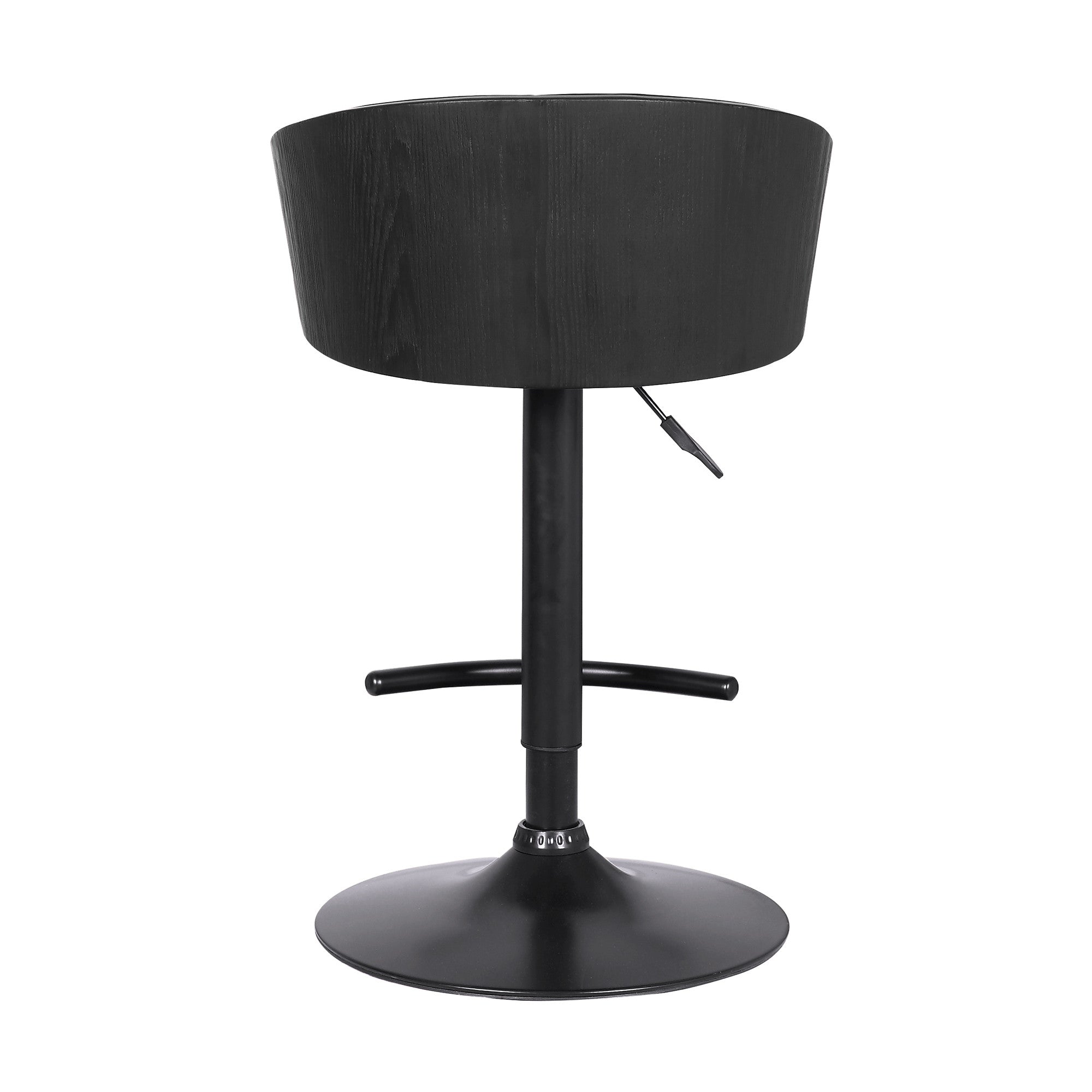 Black Fabric And Iron Low Back Adjustable Height Swivel Bar Chair