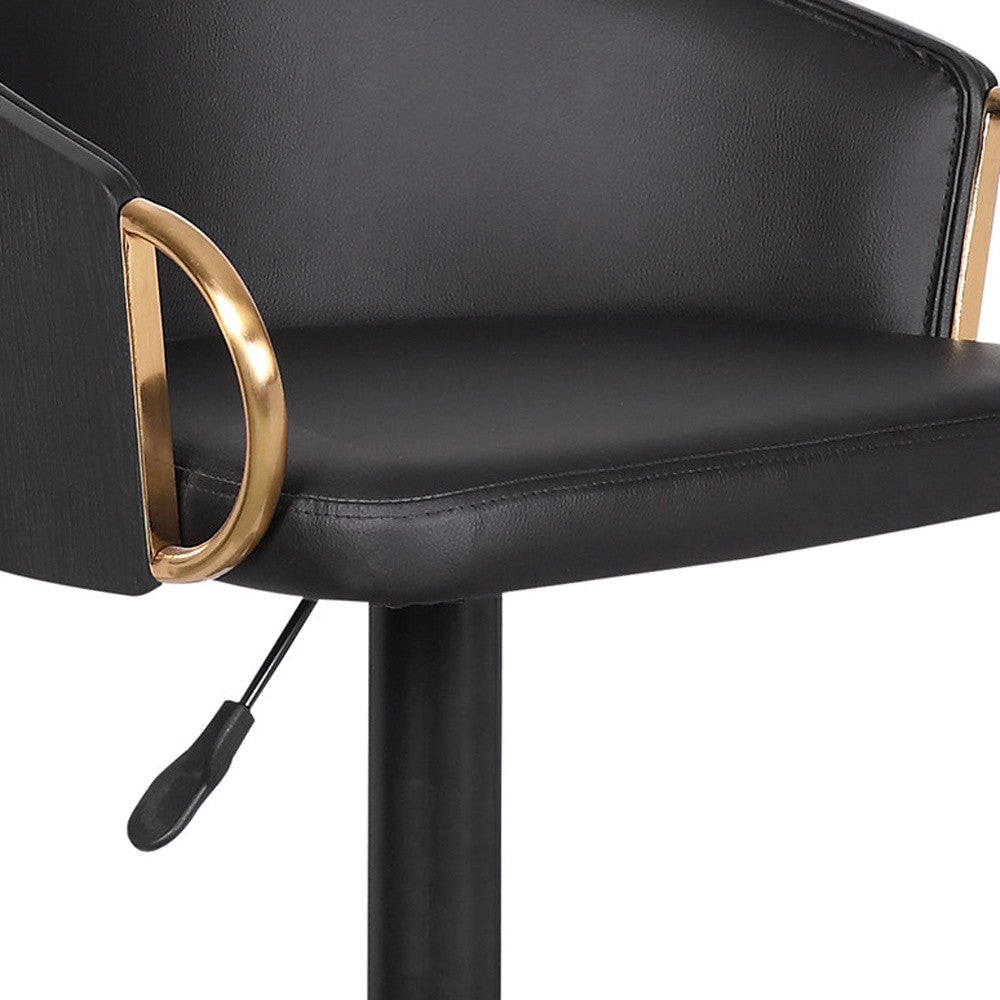 Black Fabric And Iron Low Back Adjustable Height Swivel Bar Chair