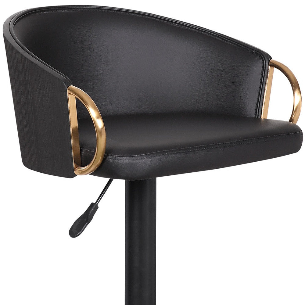 Black Fabric And Iron Low Back Adjustable Height Swivel Bar Chair
