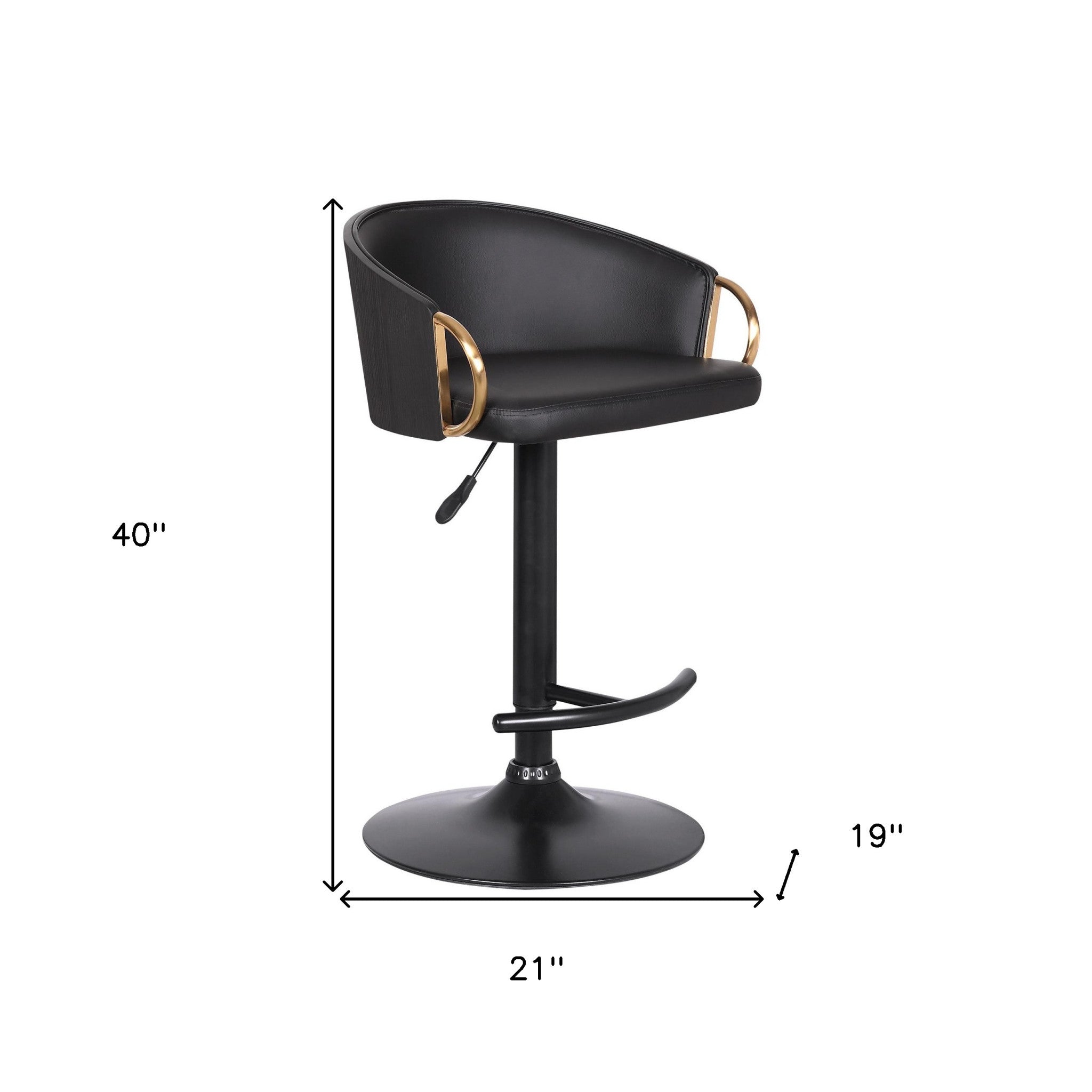 Black Fabric And Iron Low Back Adjustable Height Swivel Bar Chair
