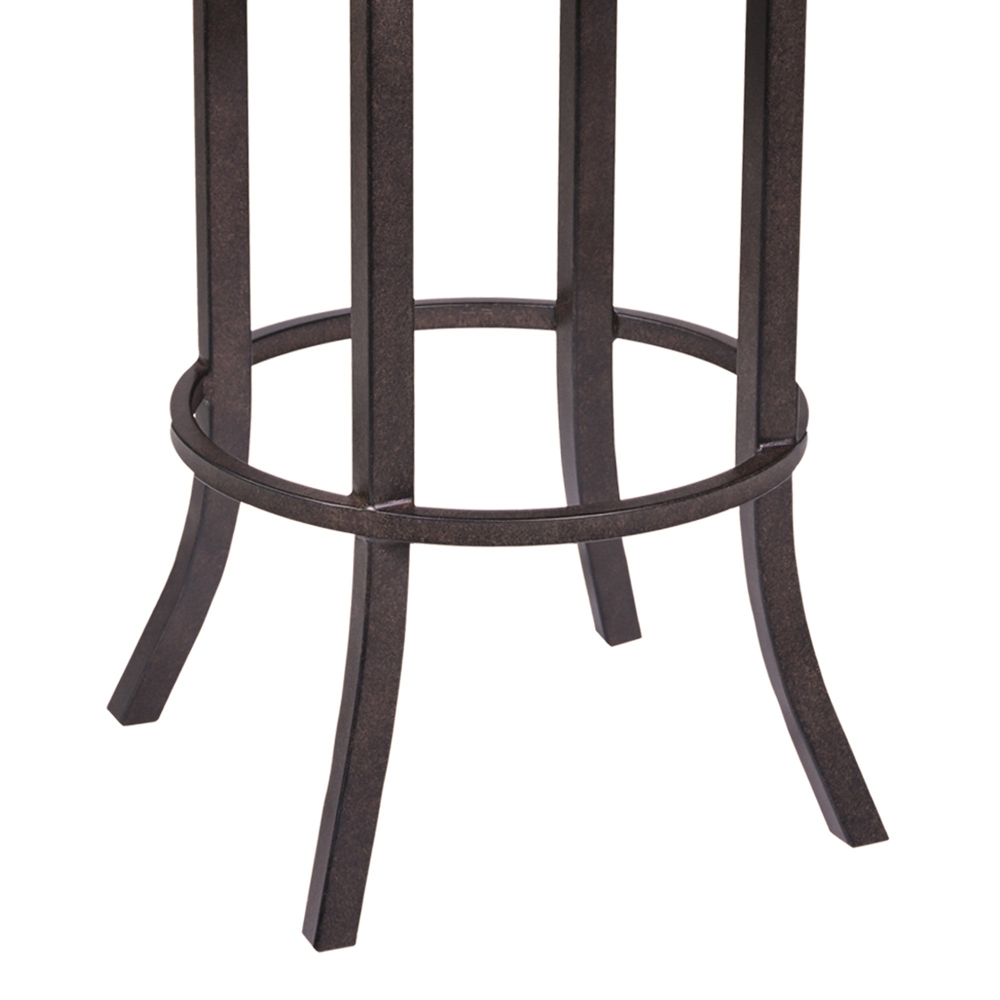 26" Brown Faux Leather And Fabric And Iron Counter Height Bar Chair