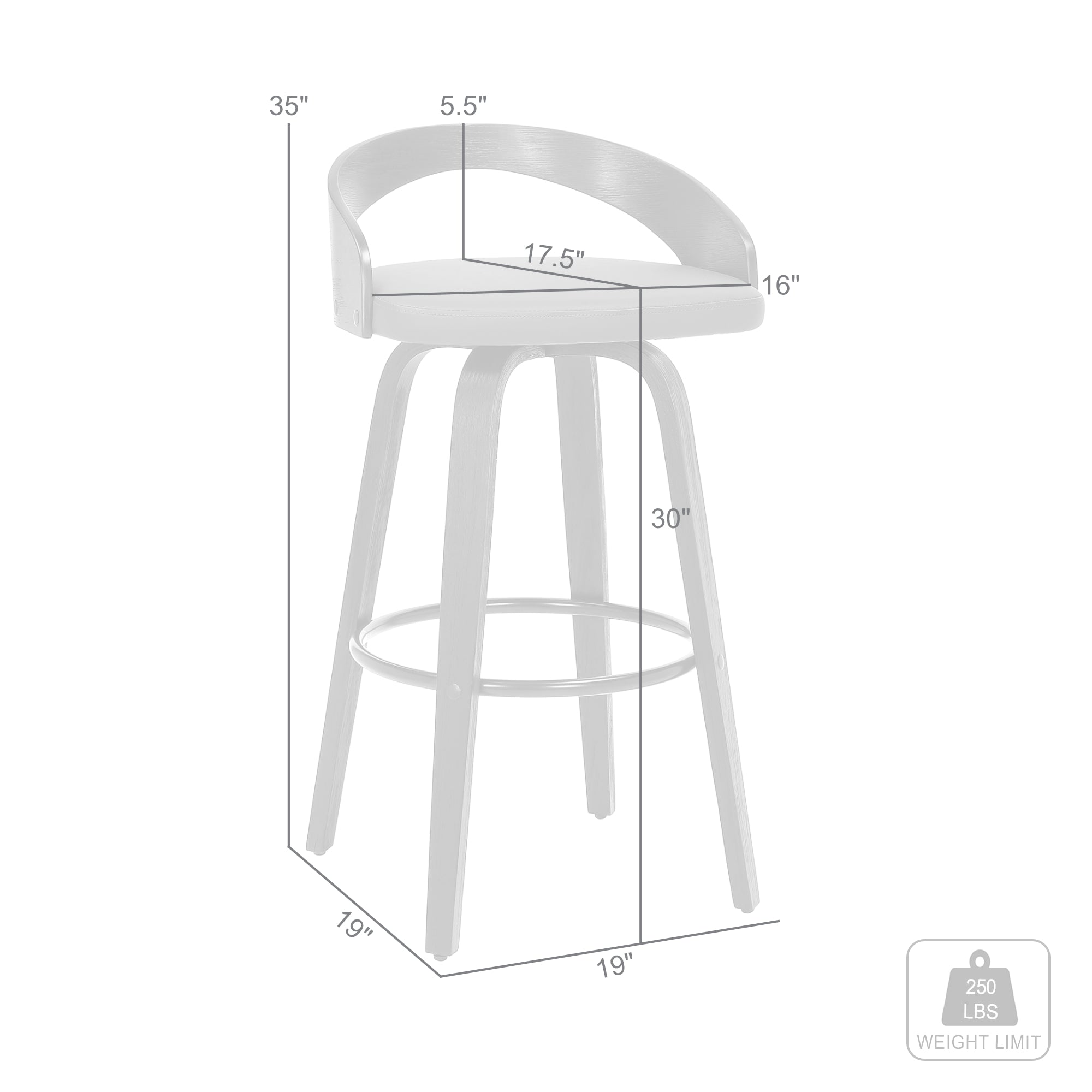 30" Faux Leather And Solid Wood Swivel Low Back Bar Height Bar Chair