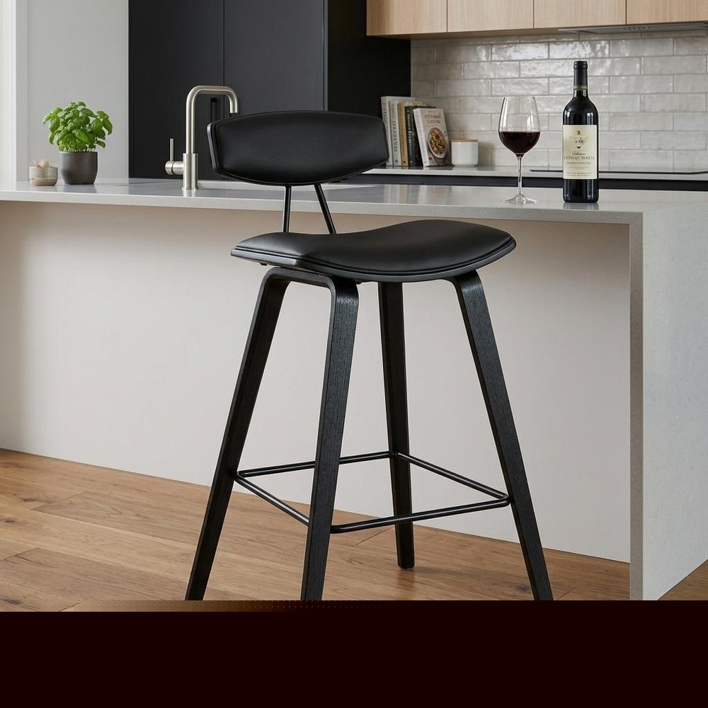 26" Black Iron Low Back Counter Height Bar Chair