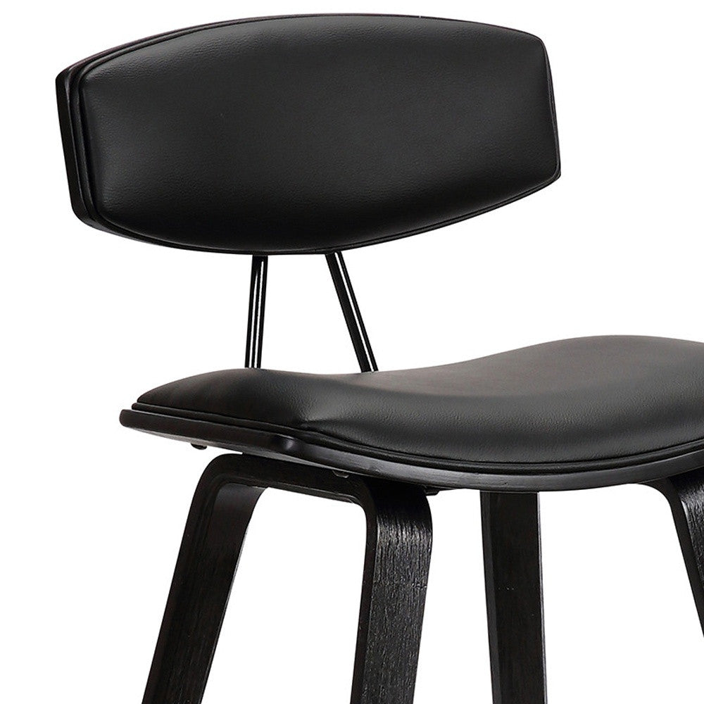 26" Black Fabric And Iron Low Back Counter Height Bar Chair