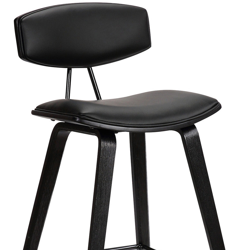 26" Black Fabric And Iron Low Back Counter Height Bar Chair