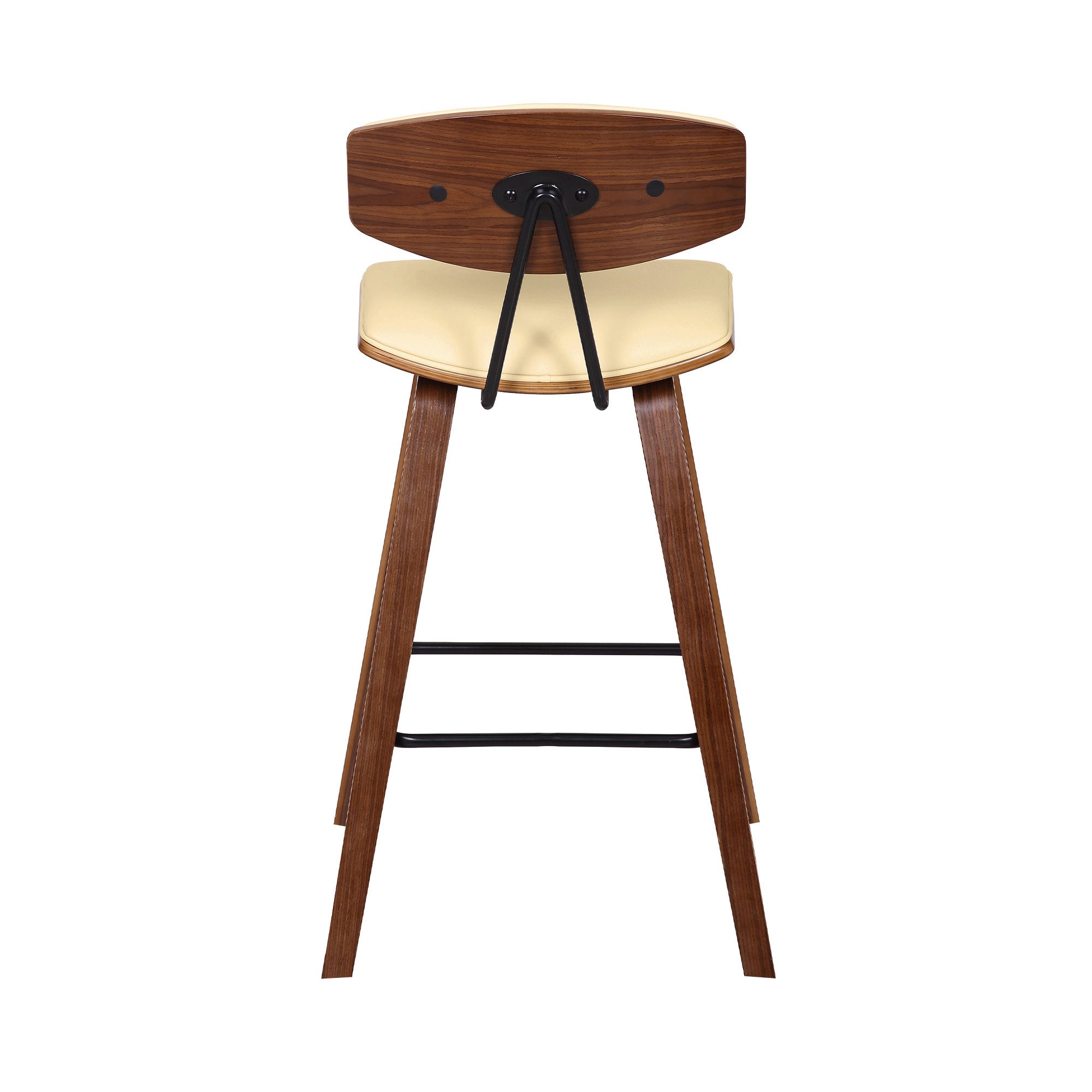 26" Cream And Brown Fabric And Iron Low Back Counter Height Bar Chair
