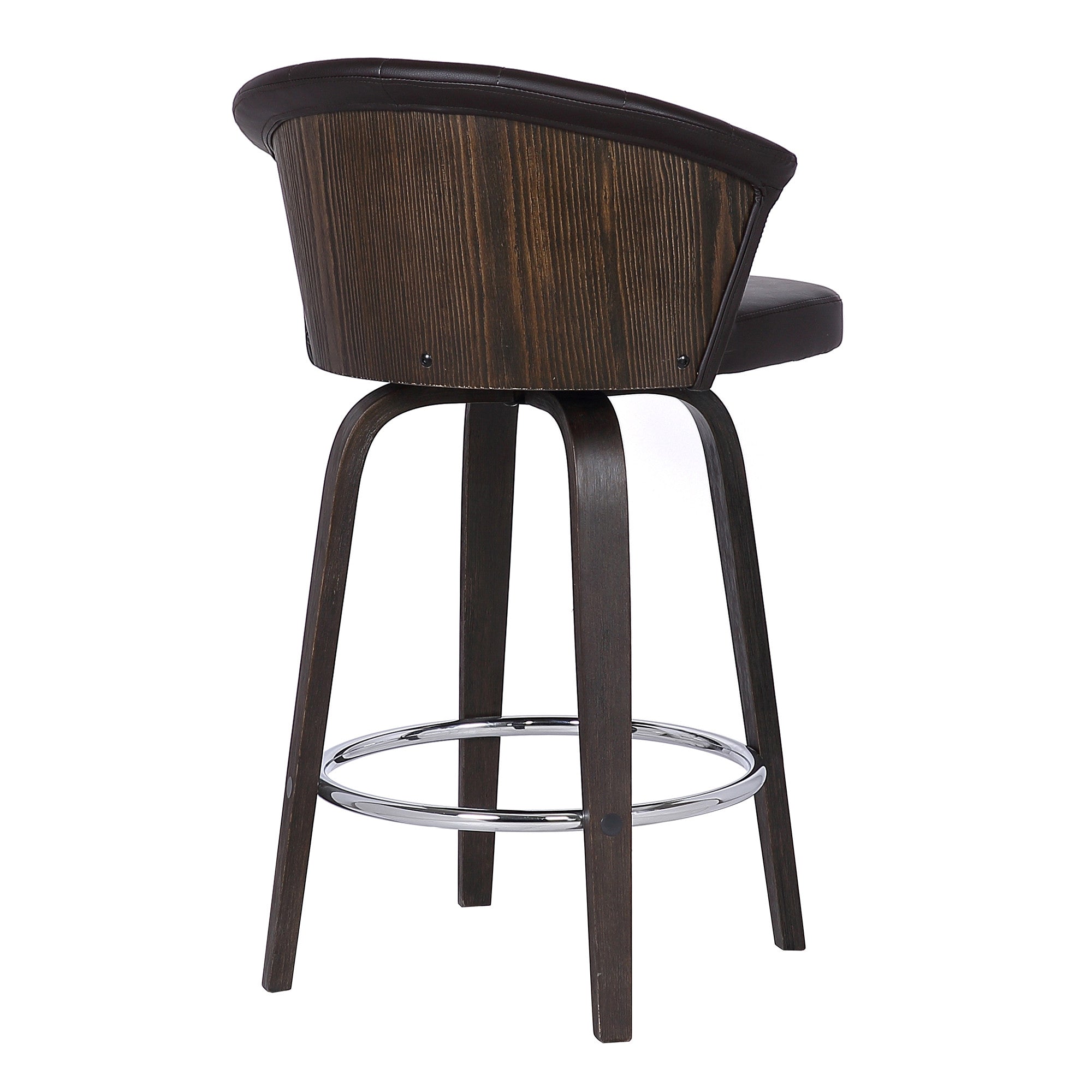 26" Dark Brown Iron Swivel Low Back Counter Height Bar Chair