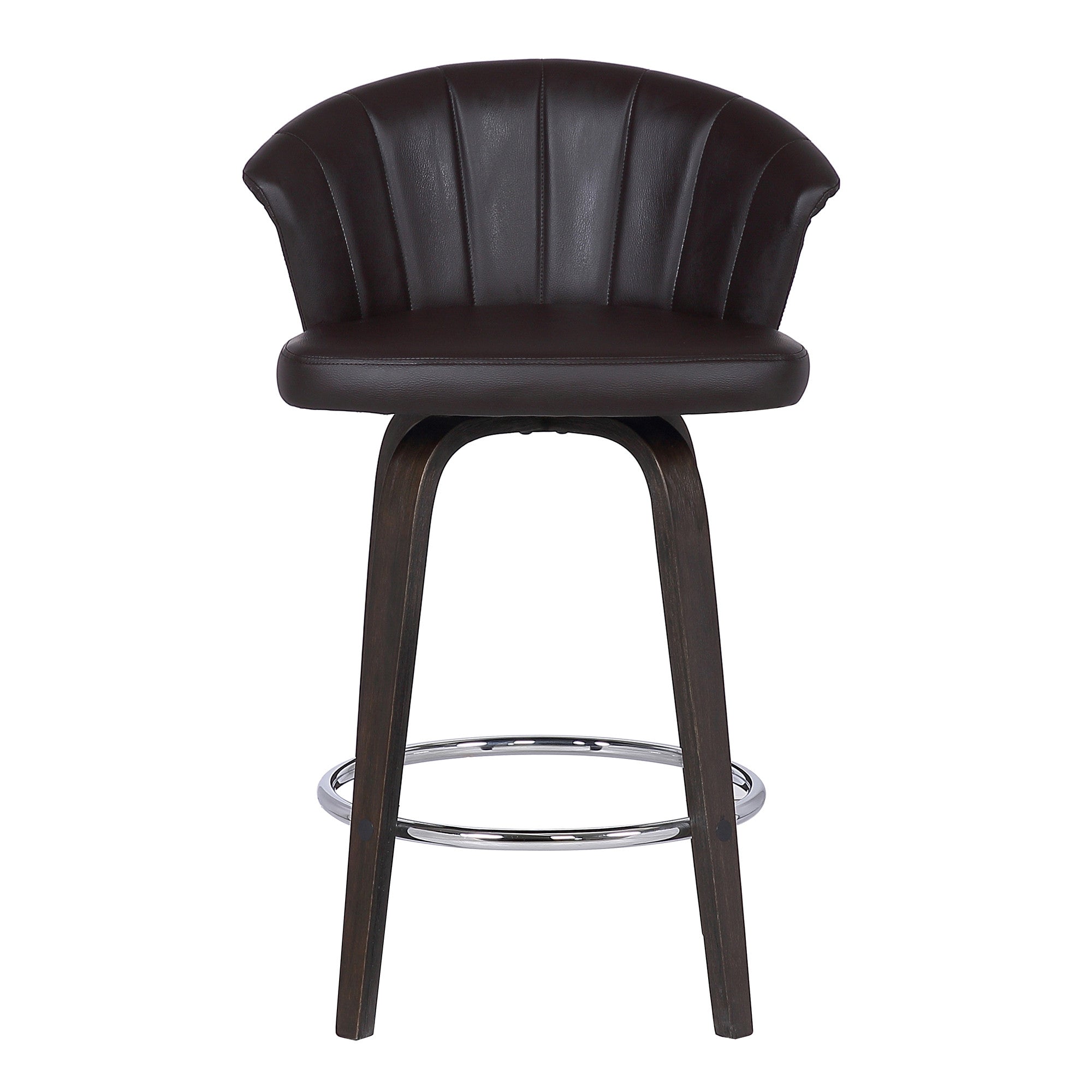 30" Dark Brown Iron Swivel Low Back Bar Height Bar Chair