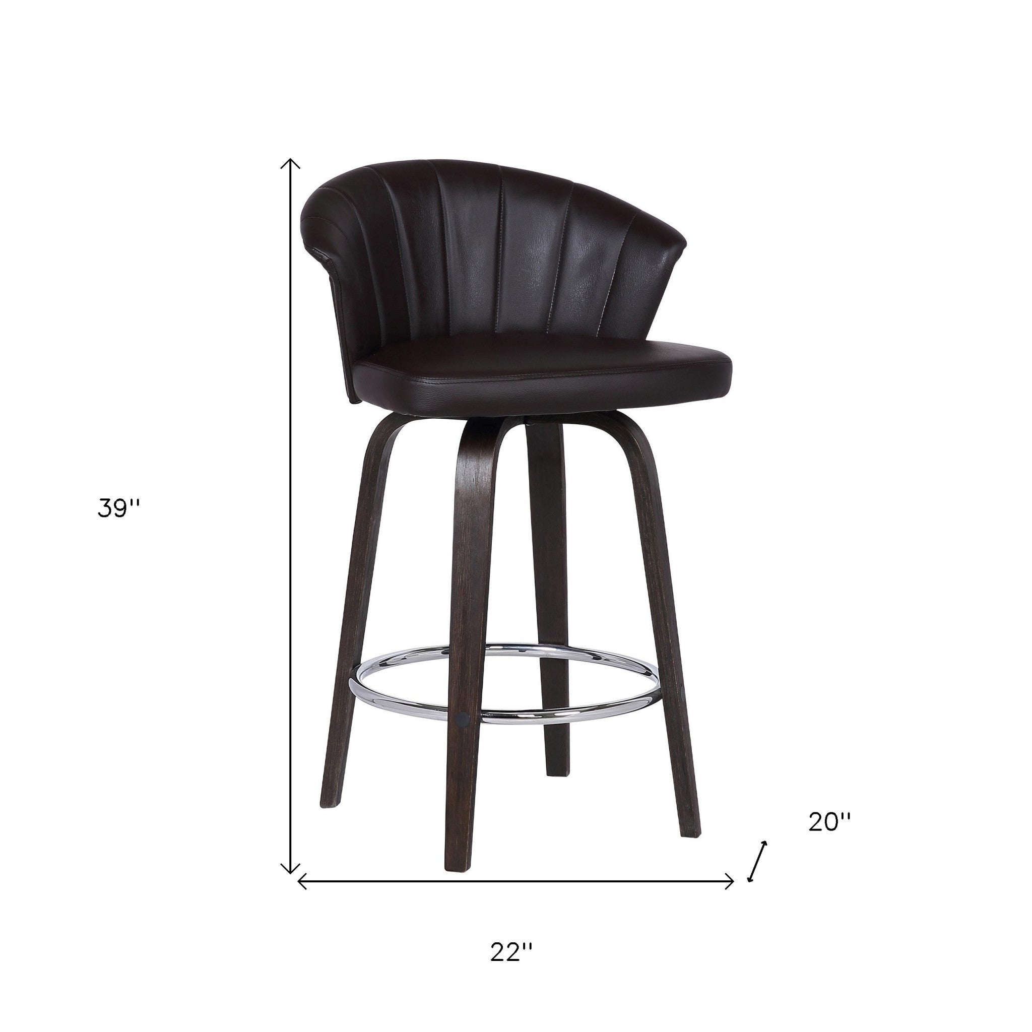 30" Dark Brown Iron Swivel Low Back Bar Height Bar Chair