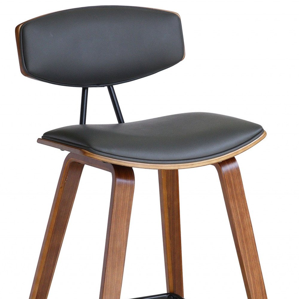 26" Gray And Brown Fabric And Iron Low Back Counter Height Bar Chair