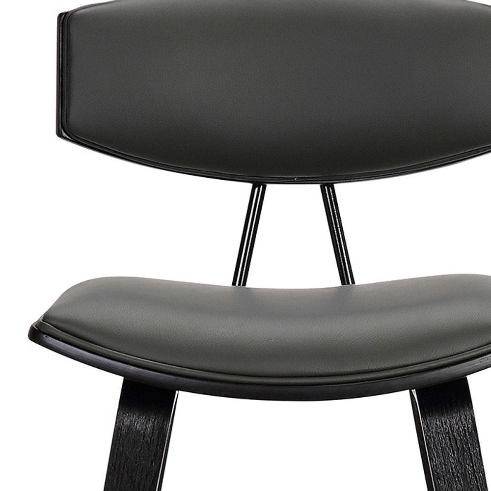 26" Gray And Black Faux Leather And Iron Low Back Counter Height Bar Chair