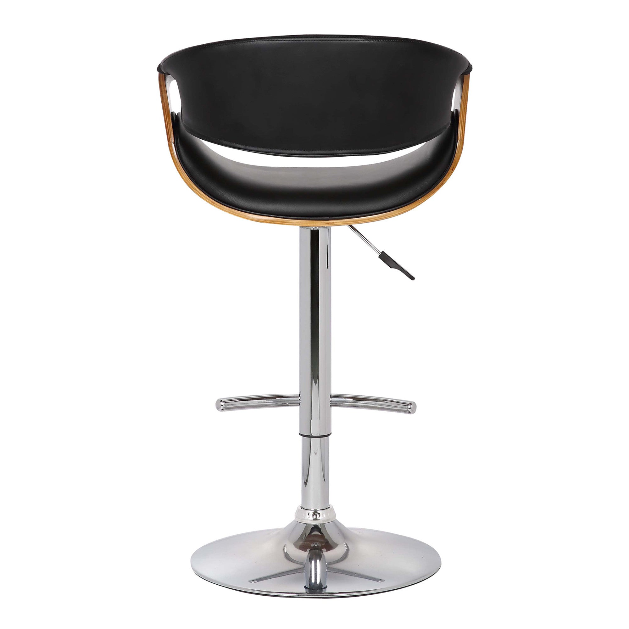 Black And Silver Fabric And Solid Wood Low Back Adjustable Height Swivel Bar Chair