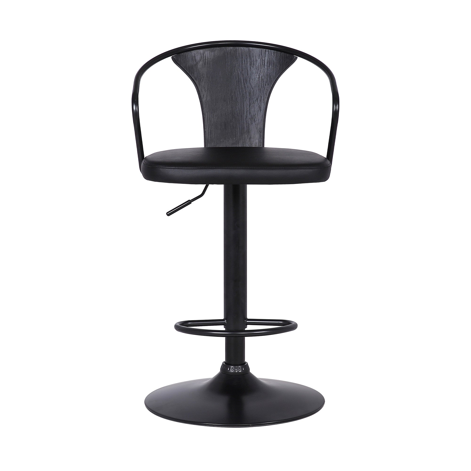 Black Fabric And Iron Low Back Adjustable Height Swivel Bar Chair