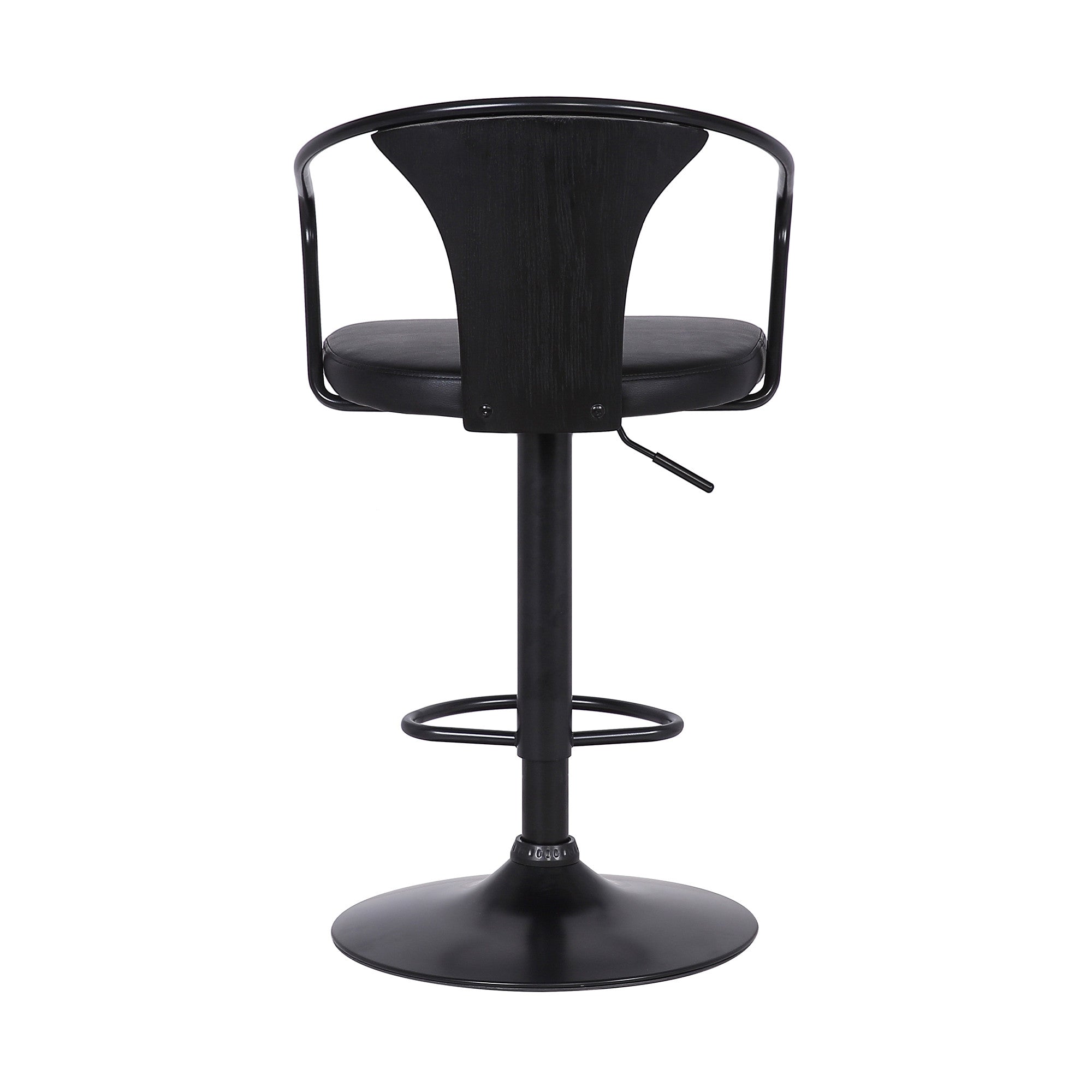 Black Fabric And Iron Low Back Adjustable Height Swivel Bar Chair
