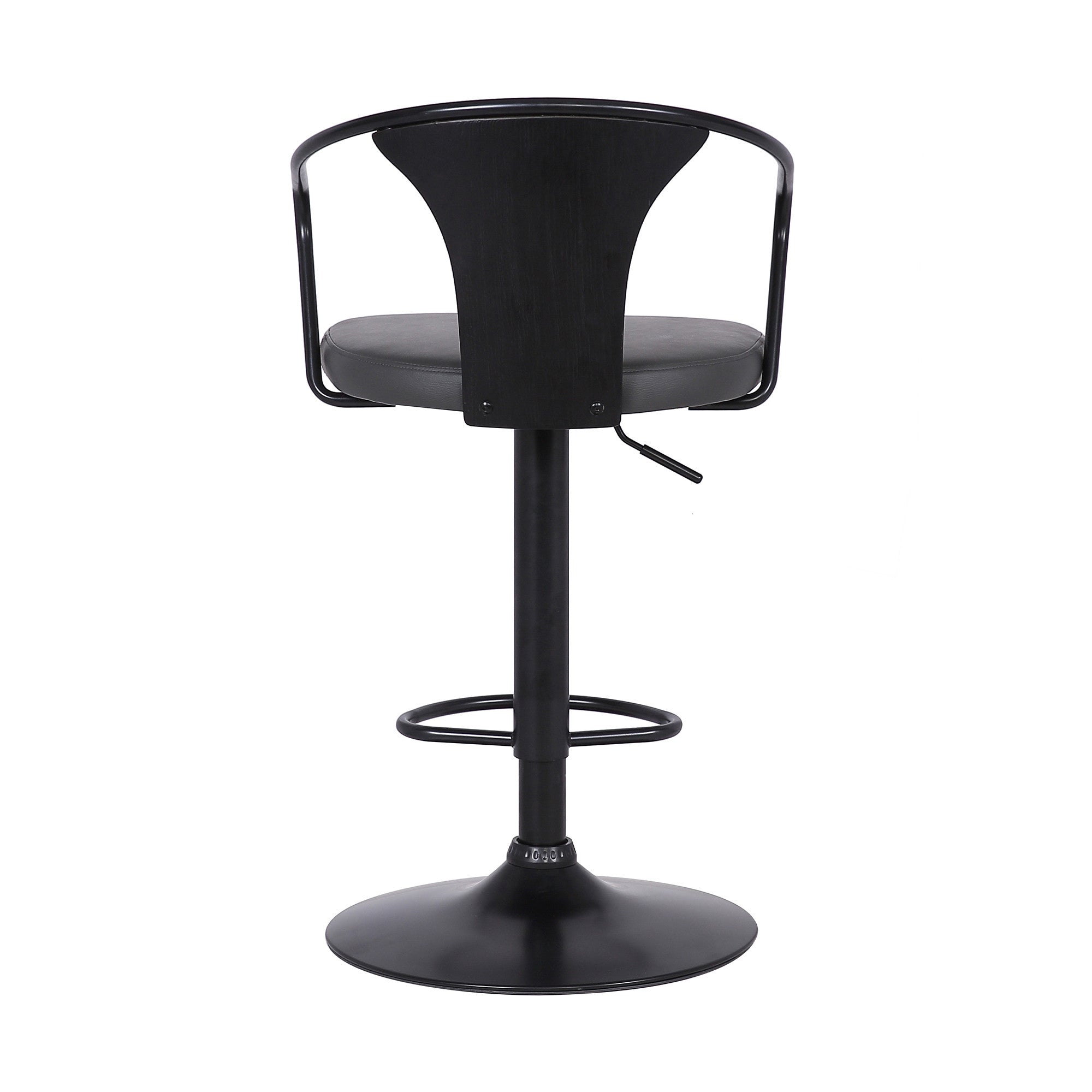 Gray And Black Fabric And Iron Low Back Adjustable Height Swivel Bar Chair