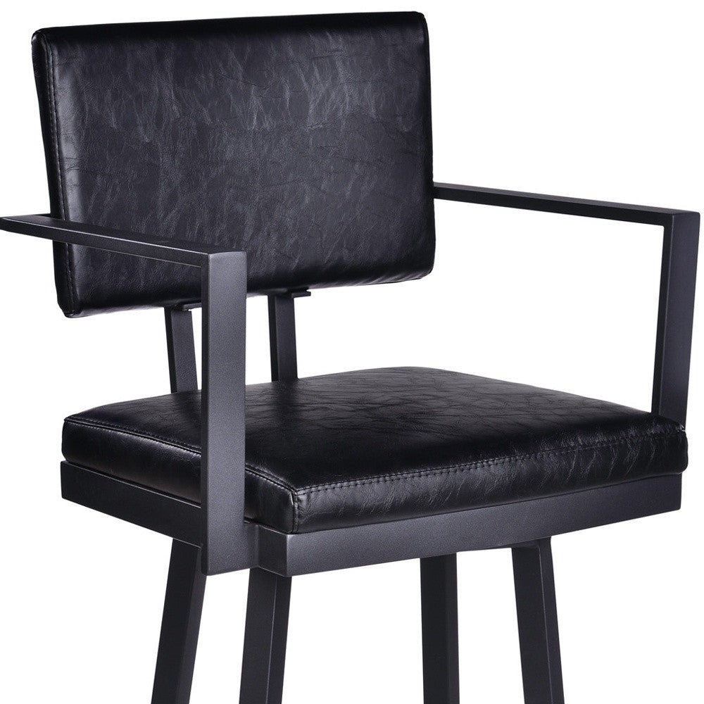 26" Black Iron Swivel Counter Height Bar Chair