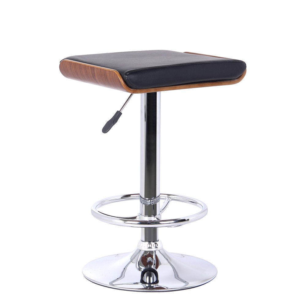 Black And Silver Fabric And Iron Backless Adjustable Height Bar Chair