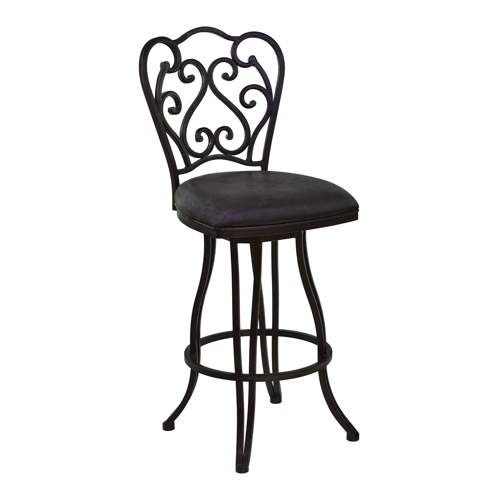 30" Espresso Iron Swivel Bar Height Bar Chair
