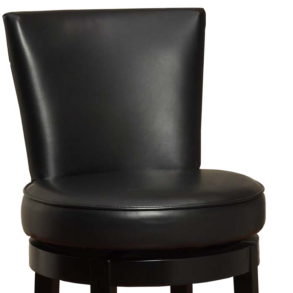 26" Black And Burnt Umber Solid Wood Swivel Counter Height Bar Chair