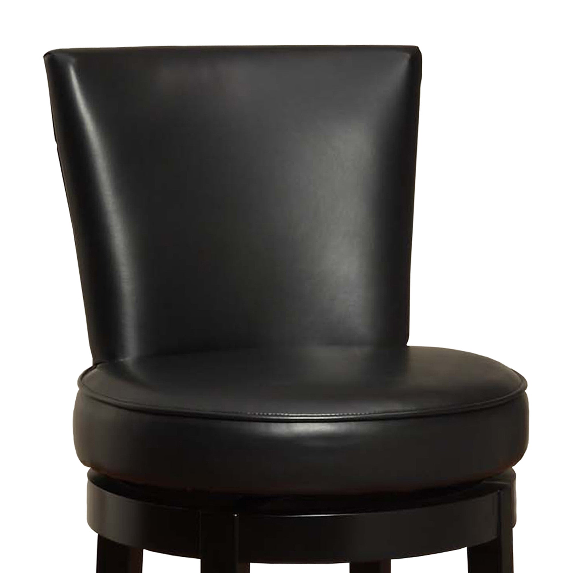 26" Black And Burnt Umber Solid Wood Swivel Counter Height Bar Chair