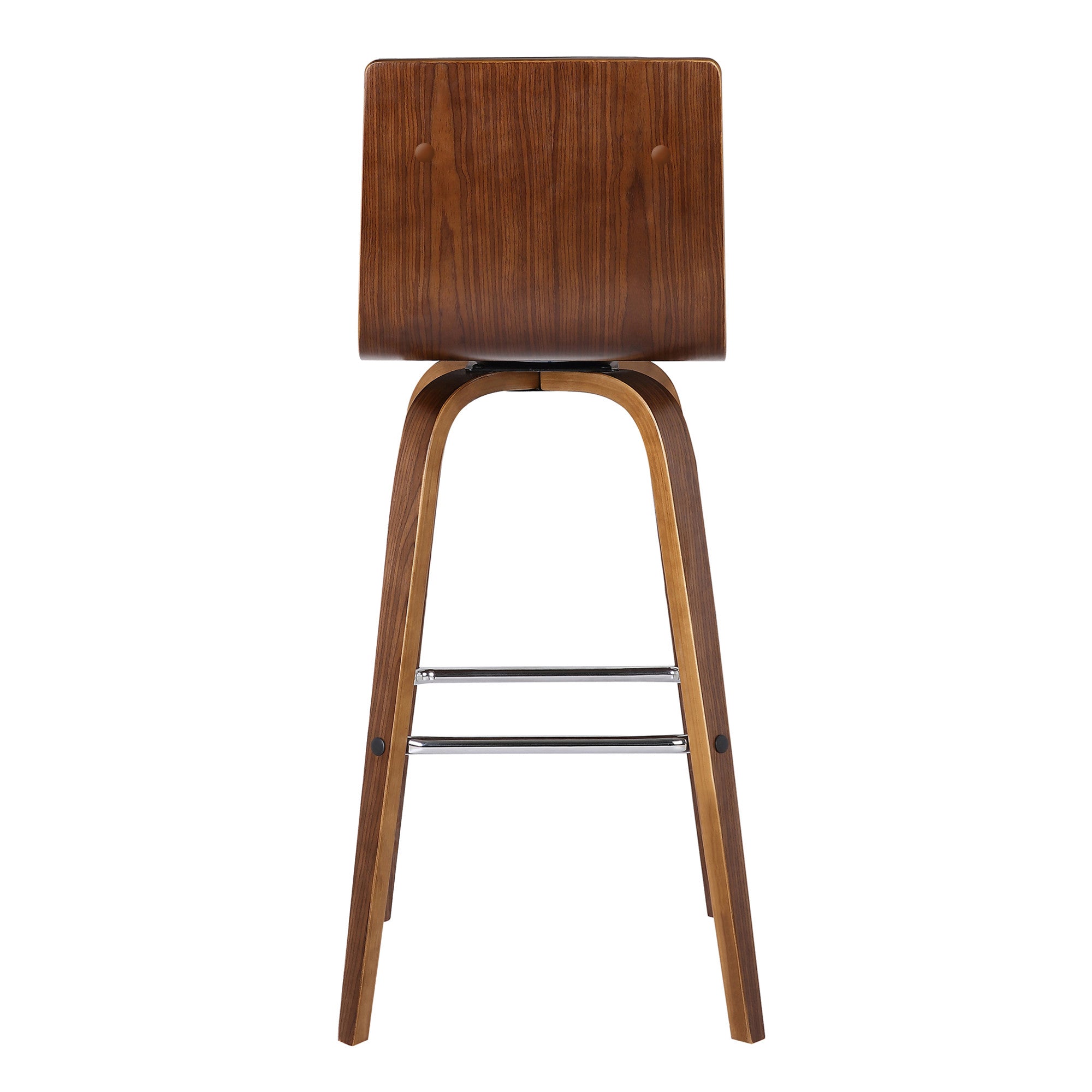 30" Brown Fabric And Solid Wood Low Back Swivel Bar Chair