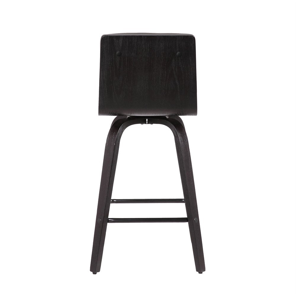 26" Gray And Black Fabric And Iron Low Back Counter Height Swivel Bar Chair