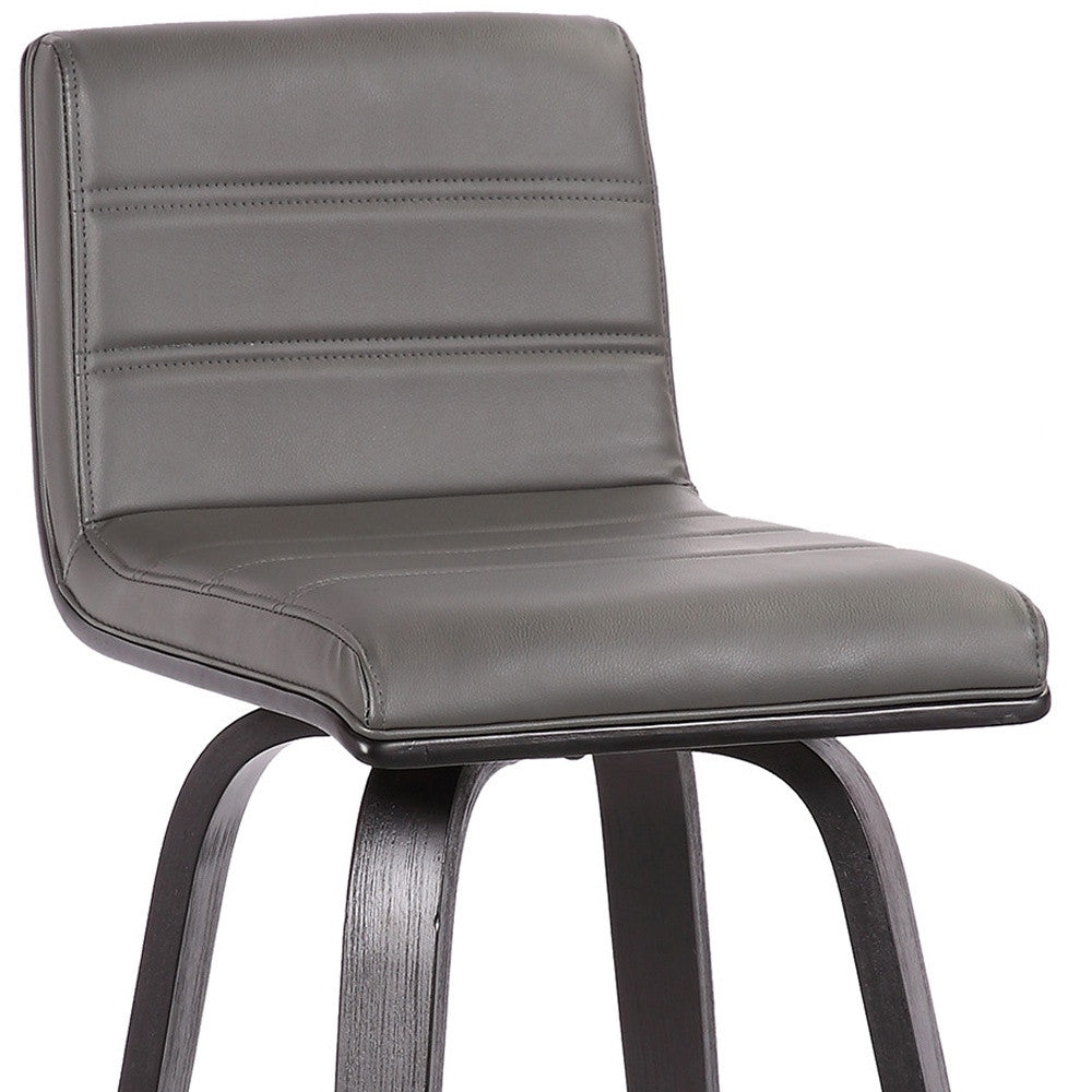 26" Gray and Black Fabric and Iron Low Back Counter Height Swivel Bar Chair