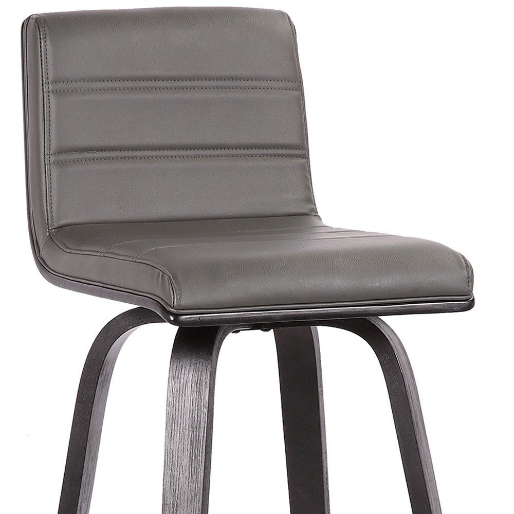 30" Gray And Black Iron Swivel Low Back Bar Height Bar Chair