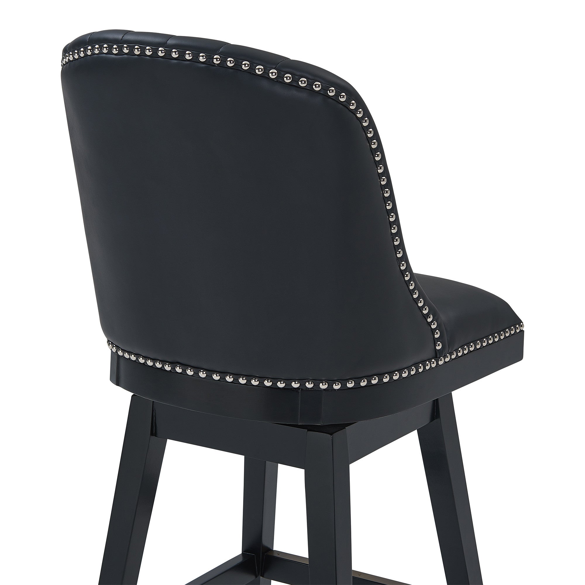 27" Black Solid Wood Counter Height Swivel Bar Chair