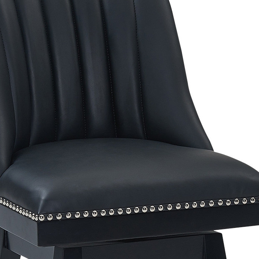 27" Black Solid Wood Counter Height Swivel Bar Chair