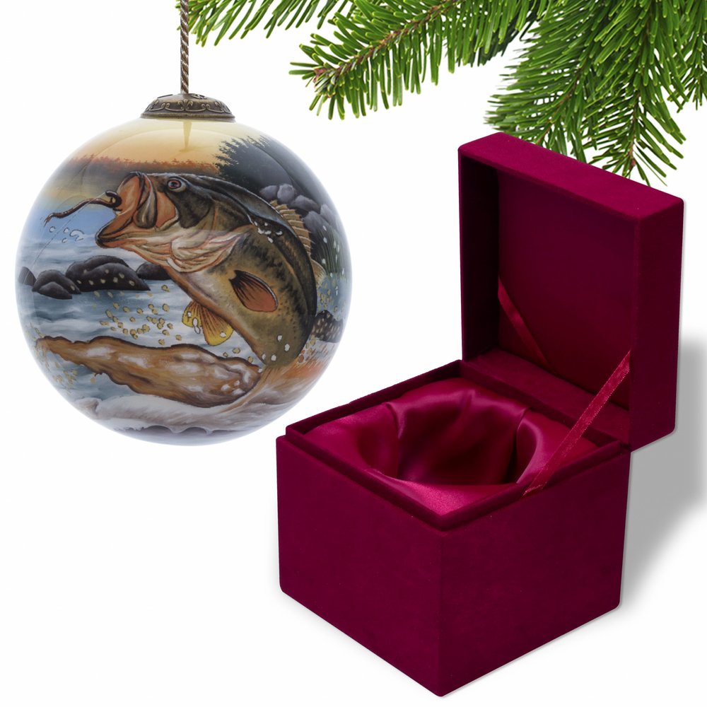 Jungle Green And Blue Glass Ball Ornament