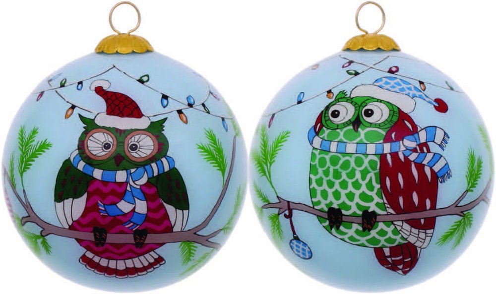Green Red And White Glass Ball Ornament