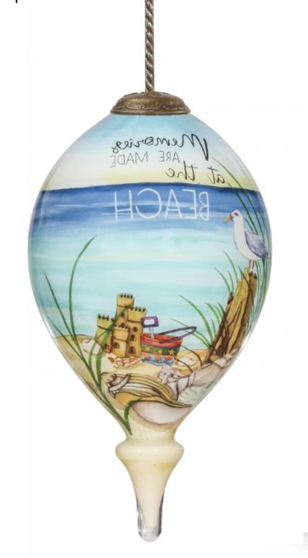 Beach Memories Hand Painted Mouth Blown Glass Ornament
