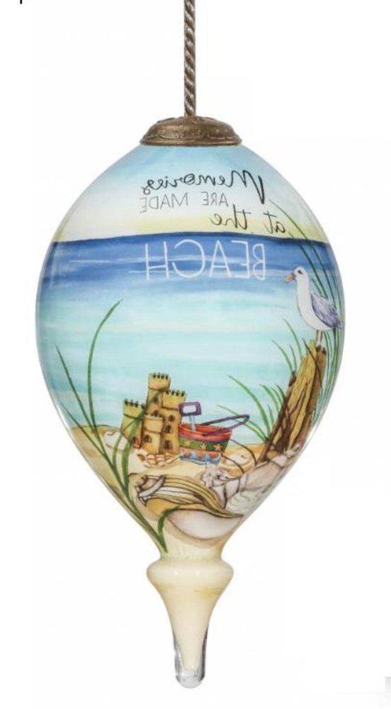 Beach Memories Hand Painted Mouth Blown Glass Ornament