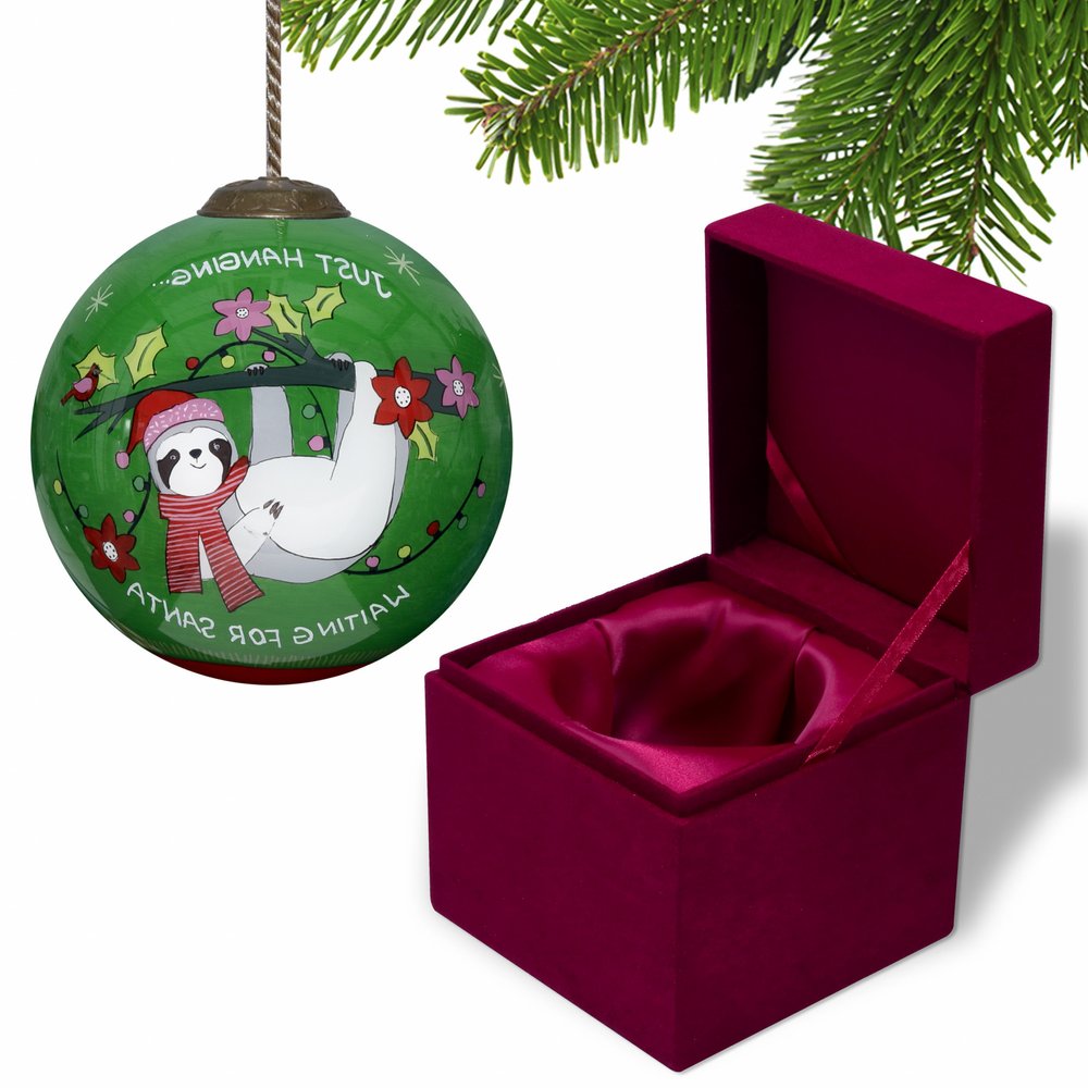 Red White And Green Glass Ball Ornament