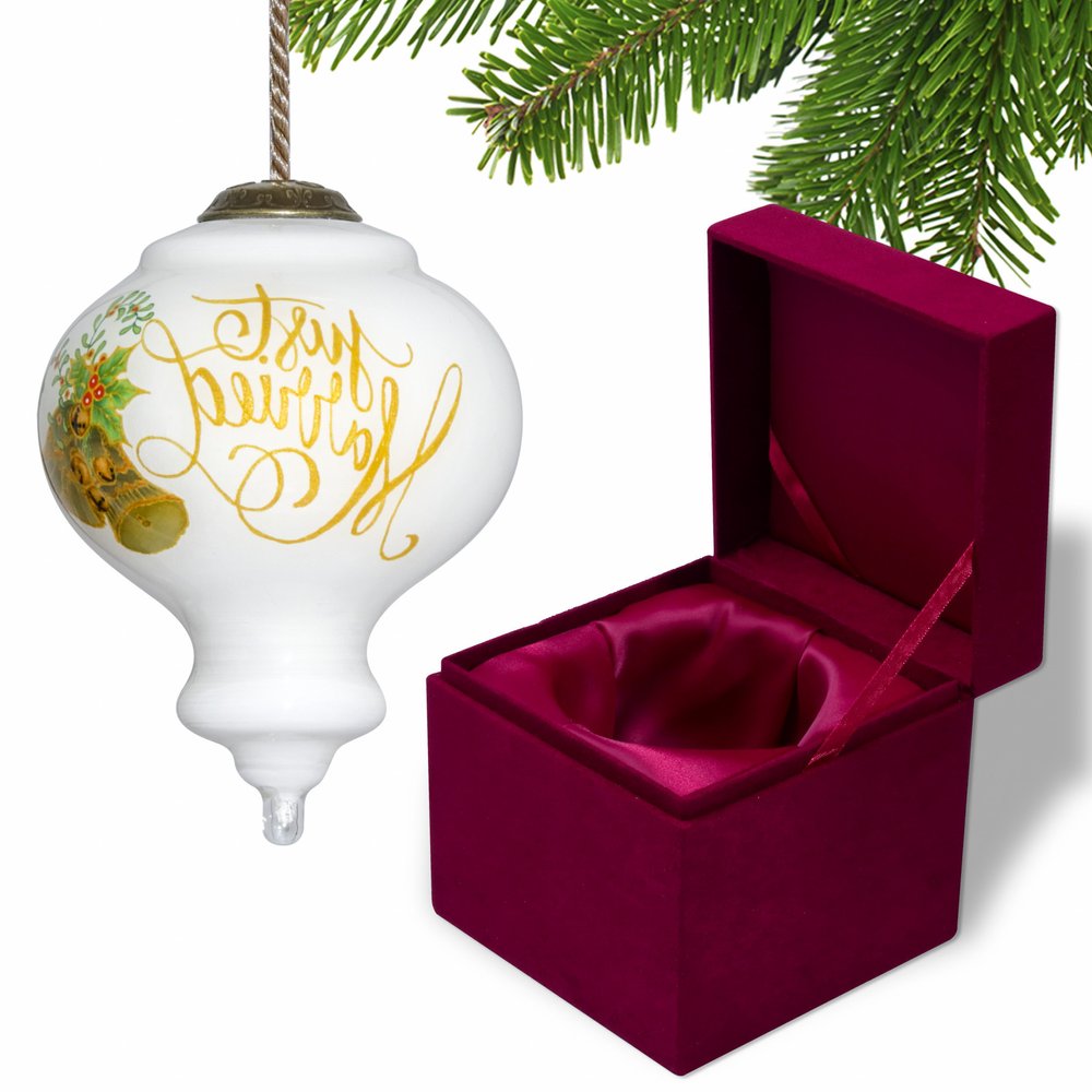 Green And White Glass Finial Ornament