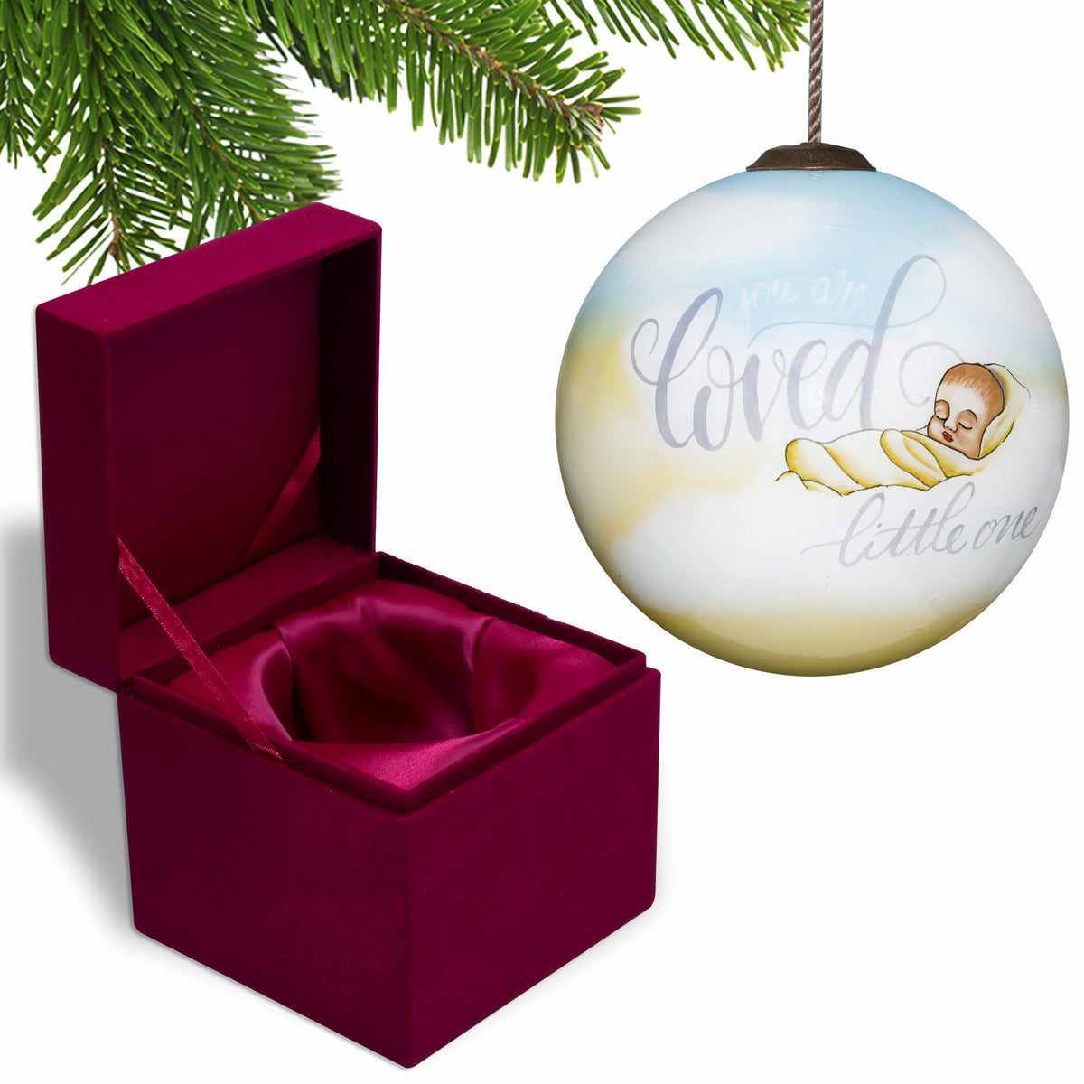 Tan And White Glass Ball Ornament